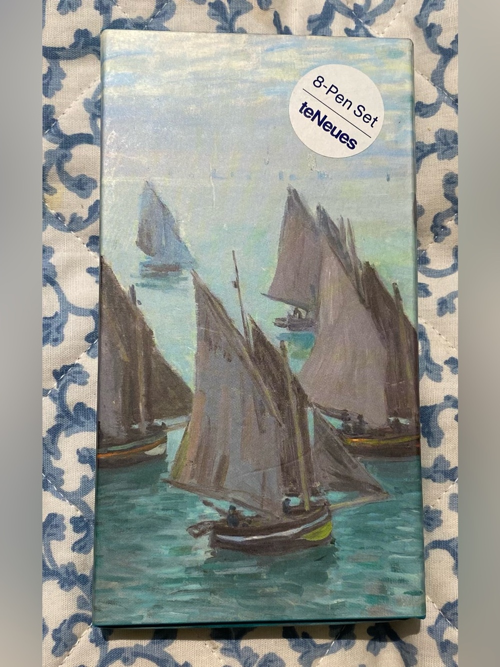 Monet Fishing Boats Pen Set 8 Ballpoint Pens Gift Box teNeues Stationery